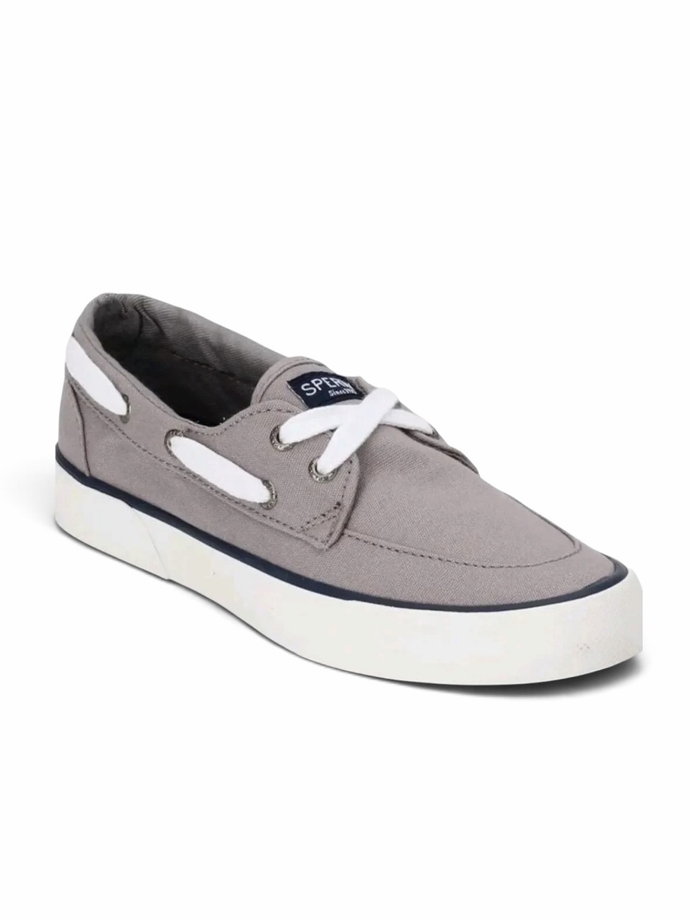 Sperry Grey Canvas Pier Boat Topsiders Size 8 with Box
